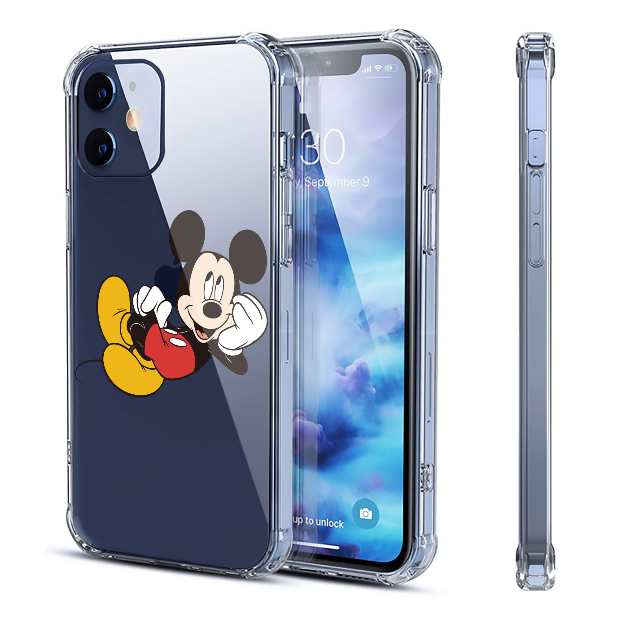 （画像用） ミッキーマウス Mickey Mouse 【iPhone 12シリーズ対応】透明スマホケース（クリアソフトケース）